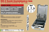 HSS Kombi-Gewindebohrersatz M3-M10, Bitaufnahme und Halter