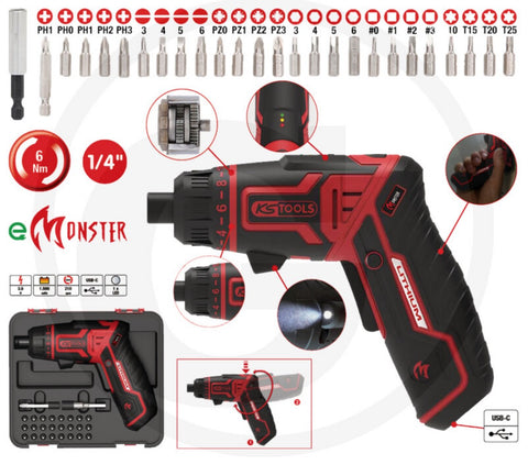 KS Tools eMONSTER 1/4" Akku-Bit-Schrauber-Satz